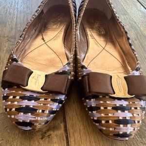 SALVATORE FERRAGAMO Raffia Ballet Flats